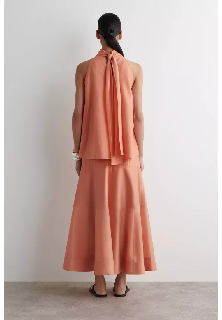 PANELLED A-LINE MIDI SKIRT