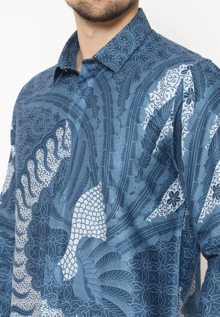 MAGINOT ALTA BIRU MUDA Batik Slim Fit Lengan Panjang