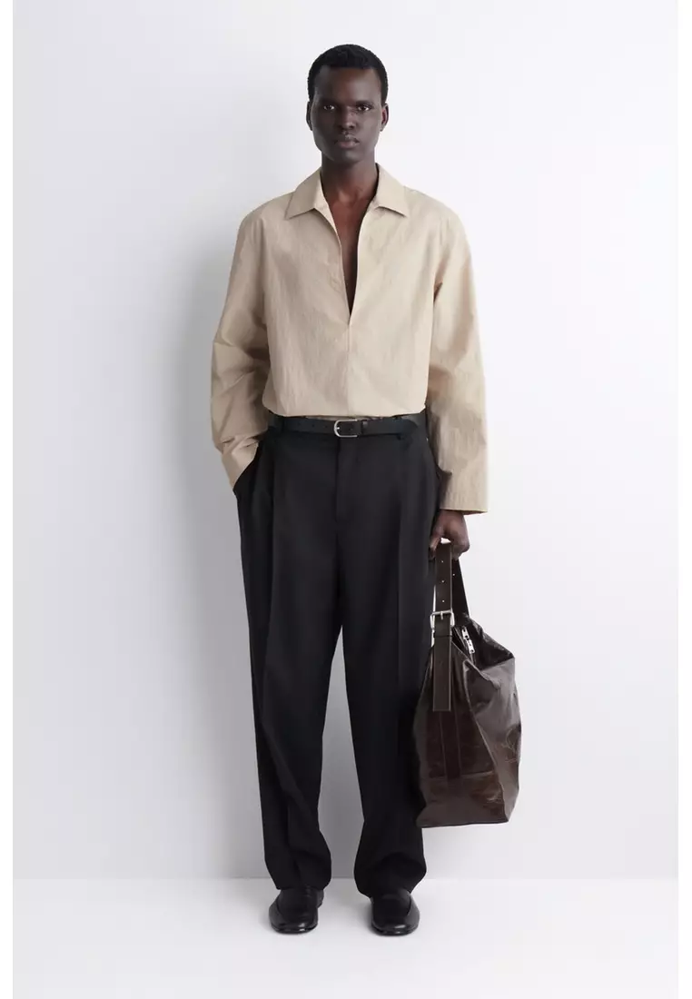 TAILORED OPEN-COLLAR NYLON SHIRT