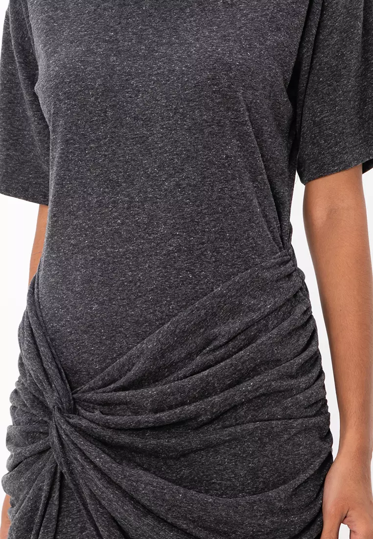 Short Sleeve Mini Dress With Drape Side Detail