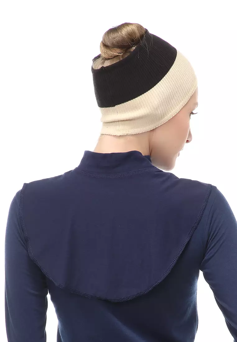 Afifah Manset Leher Polos Muslimah Casual Relaxed Fit - Navy