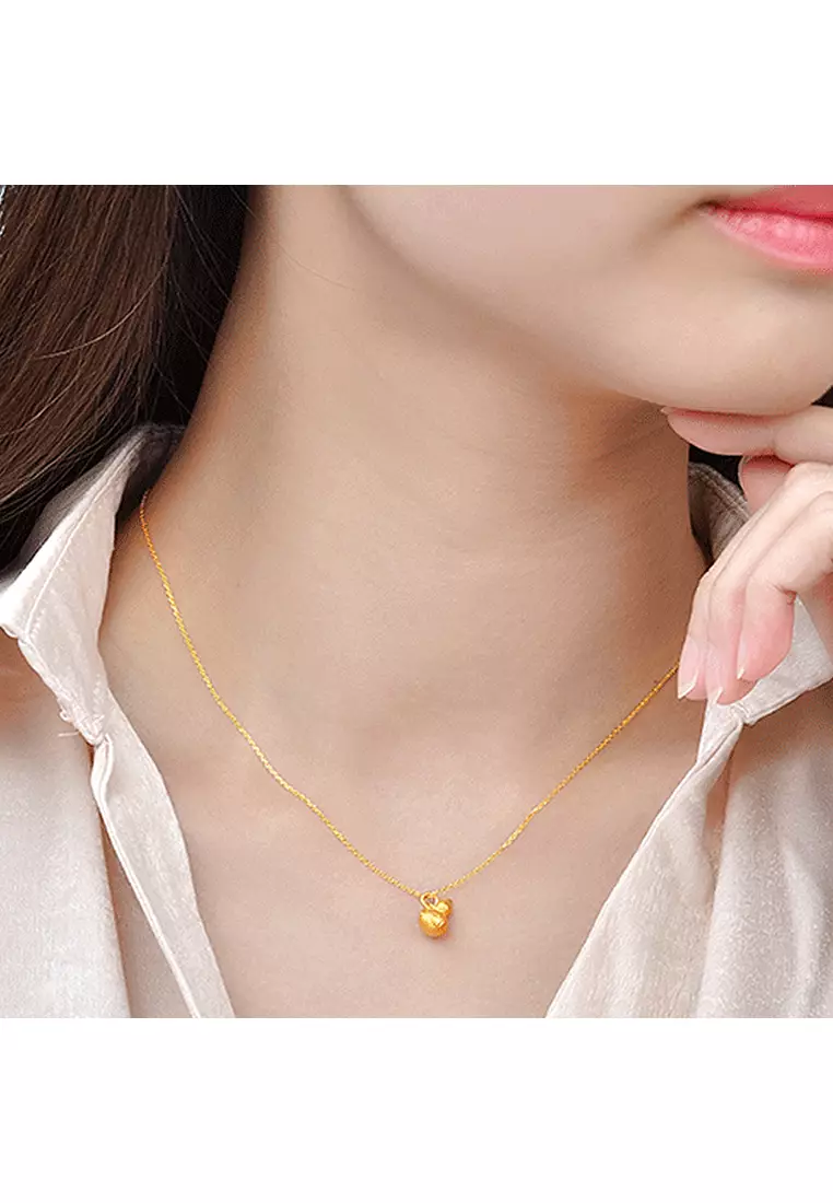 999.9/24K Pure Gold 3D Mini Gourd Pendant B803