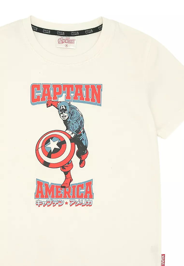 Boys Licensed Graphic T-Shirt Captain America Japanese Characters