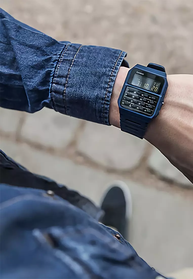 Casio Calculator - Jam Tangan Pria - Blue - Resin Strap - CA-53WF-2BDF