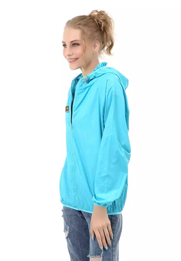 Hardwin Jaket Hoodie Wanita Pelindung UV Anti Air Material Polyester ORIGINAL - Light Blue
