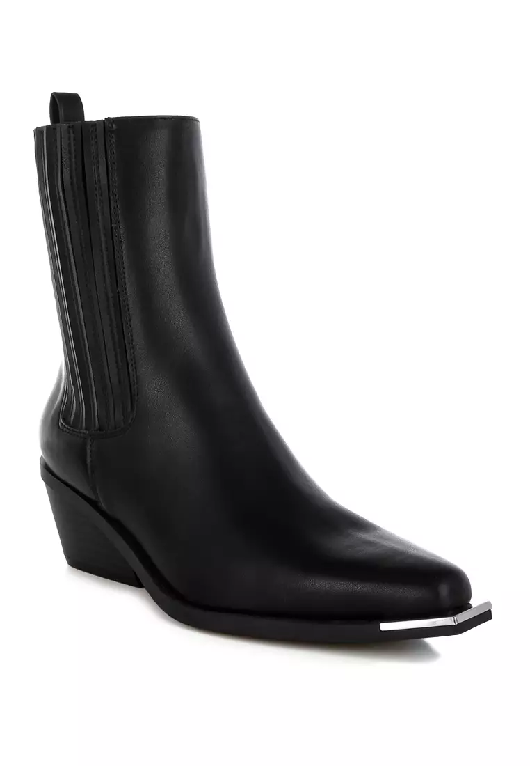 High Ankle Chelsea Boots In Black