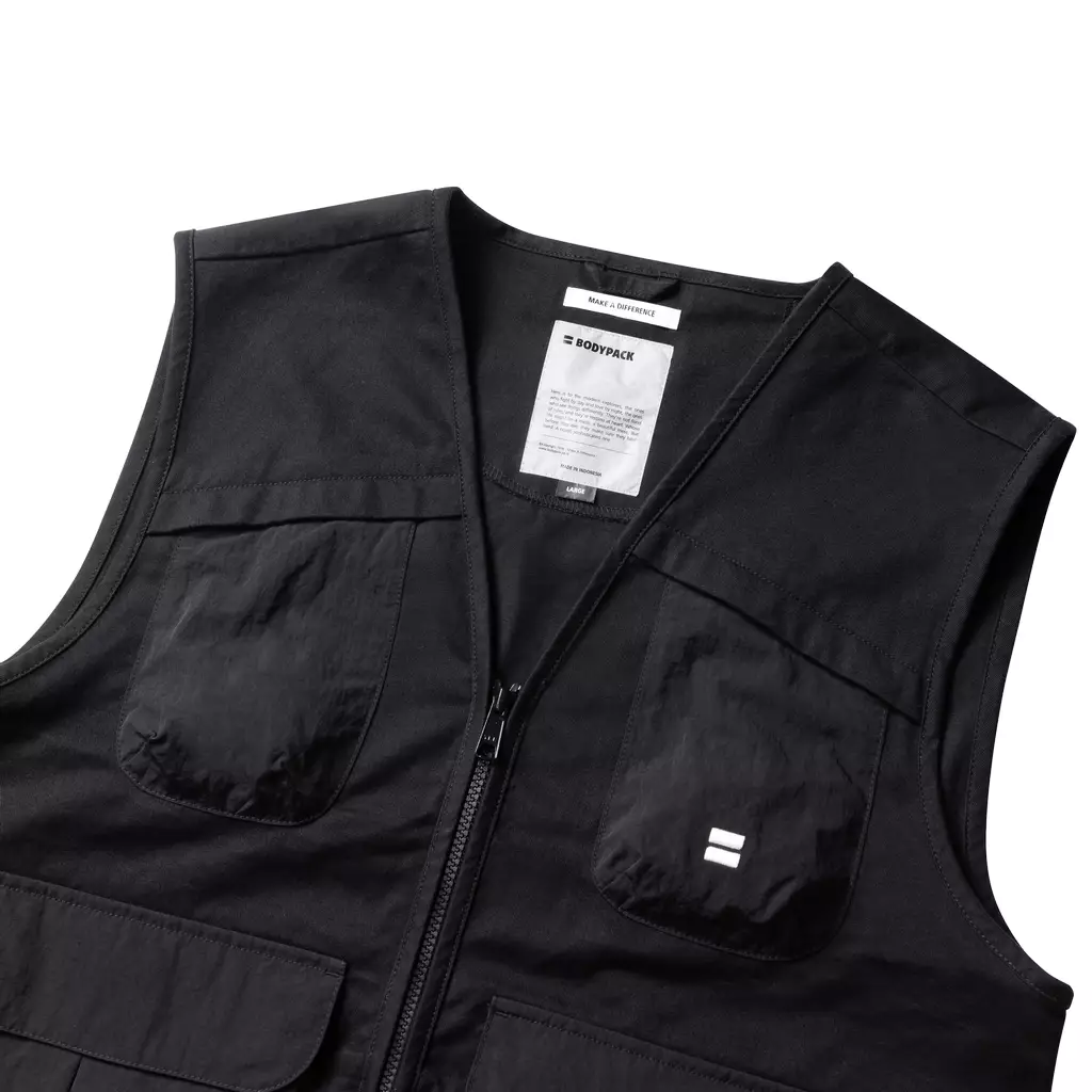 Plutone Vest Jacket Rompi Outer Travel Harian Fungsional Harian - Hitam