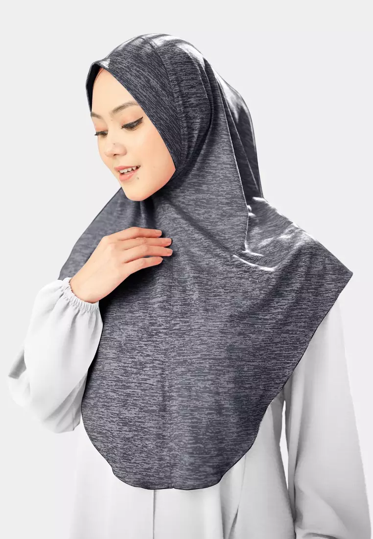 Cotton Bee - Gyra Instan | Bergo Jersey Tekstur - Dark Grey