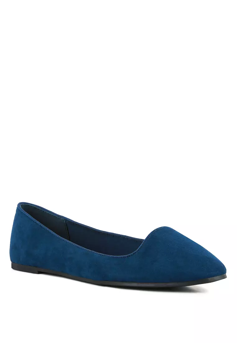 Navy Microfiber Casual Ballerinas