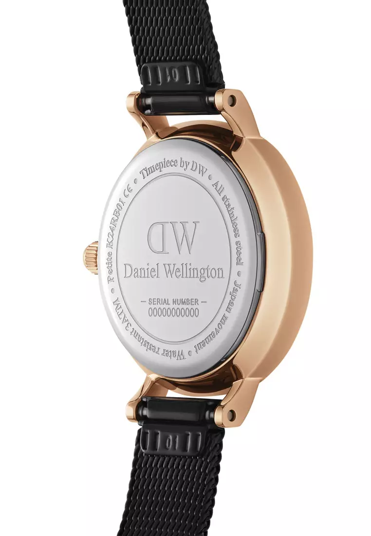 Daniel Wellington Petite Ashfield Black Dial Black Mesh Strap Watch For Women - DW00100202