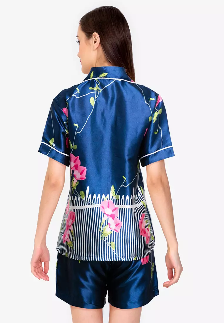 Pyjama Pijama Satin Silk Short Sleeve Short Pants Sleepwear