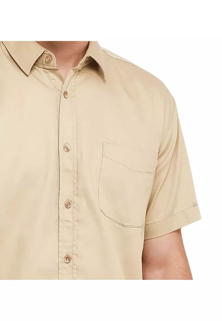 NX Kemeja Polos Cotton Twill Khaky Regular Fit Pria