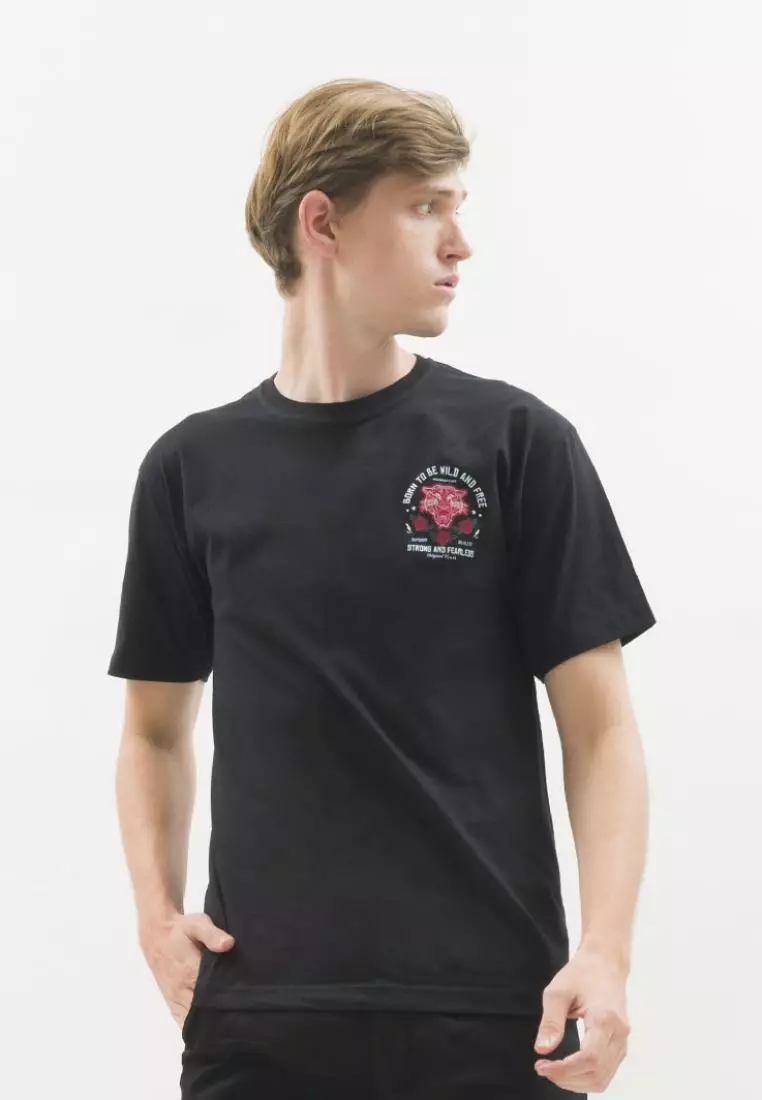 Kaos hitam t shirt polos houseofcuff motif Born Tiger READY HINGGA 4XL