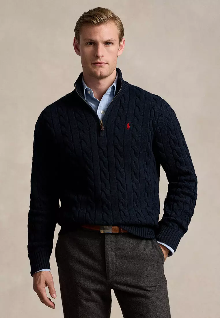 Buy Polo Ralph Lauren Cable-Knit Cotton Quarter-Zip Sweater 2025