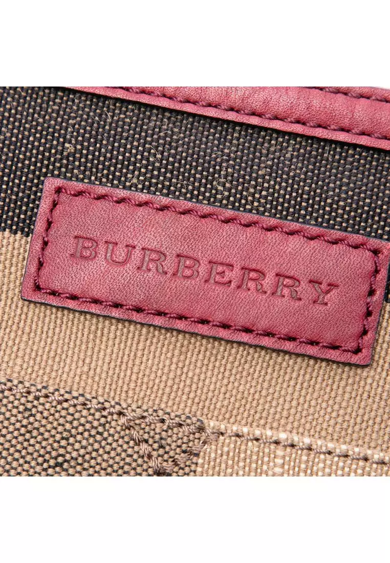 Pre-Loved Burberry Medium Mega Check Canvas And Grained Calfskin Ashby Tassel Bucket Bag