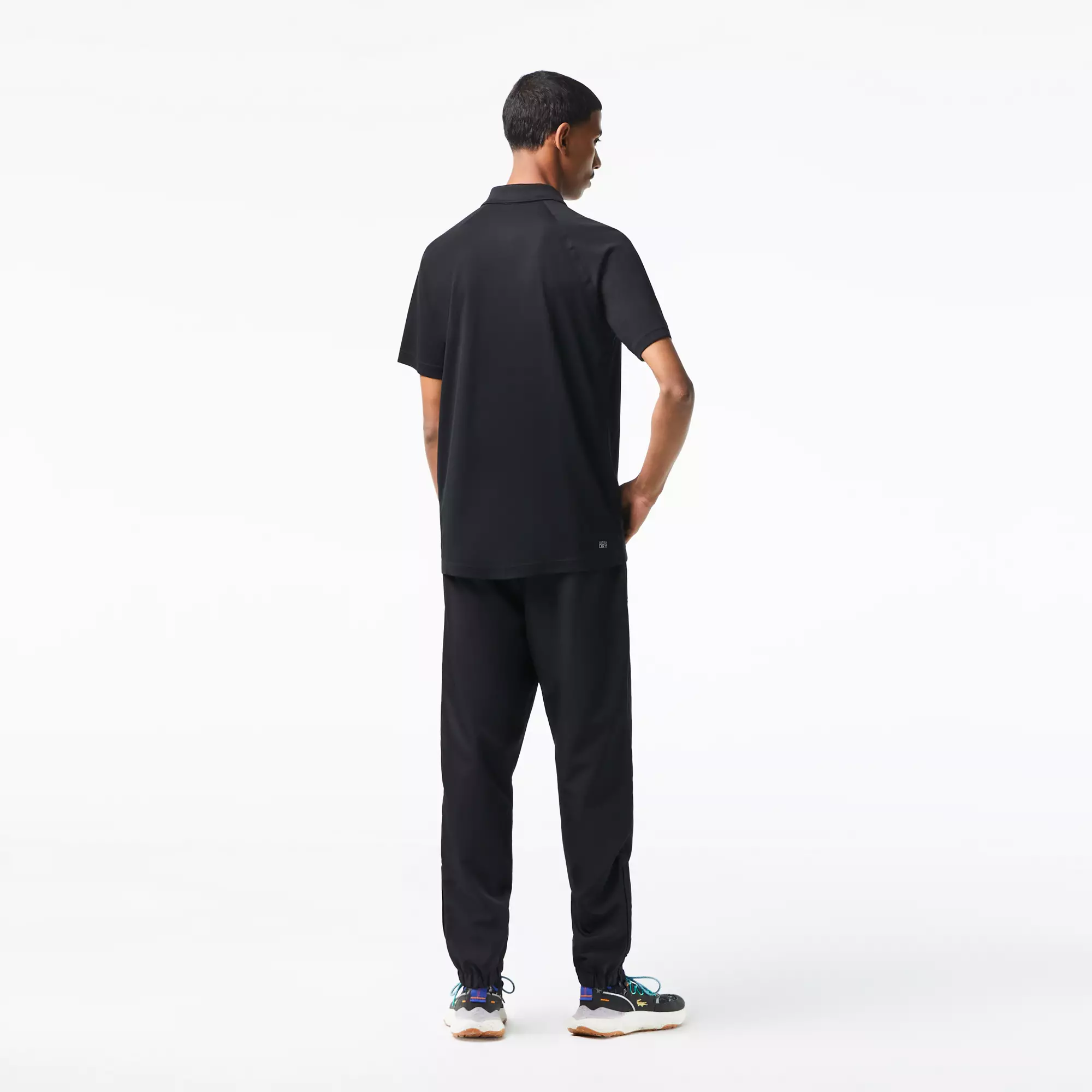 Men's Lacoste SPORT Breathable Run-Resistant Interlock Polo Shirt - BLACK