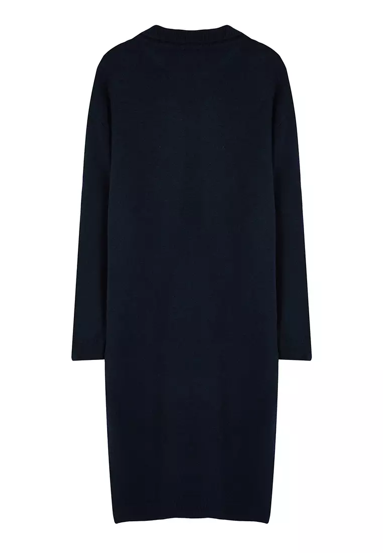 Navy Blue More Sustainable Midi Knit Soft Texture Dress TWOAW24EL00520