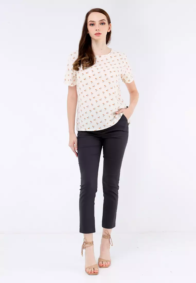 Woven Printed Rayon Short Sleeve Blouse