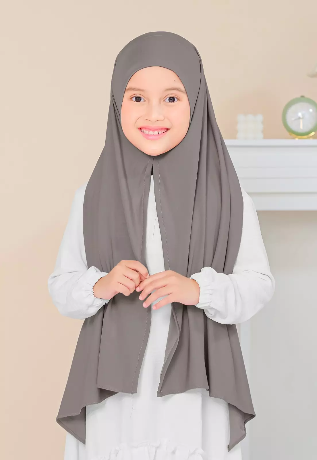 Cotton Bee - Calla Oval Instan | Hijab Pashmina Instan Anak - Fallen Rock