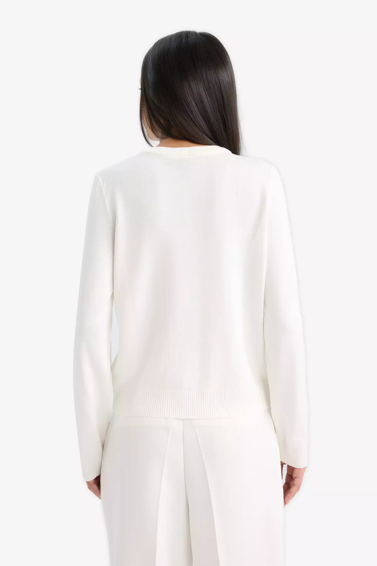 Regular Fit Crew Neck Basic Plain Buttoned Knitwear Cardigan D6282Ax25Sp