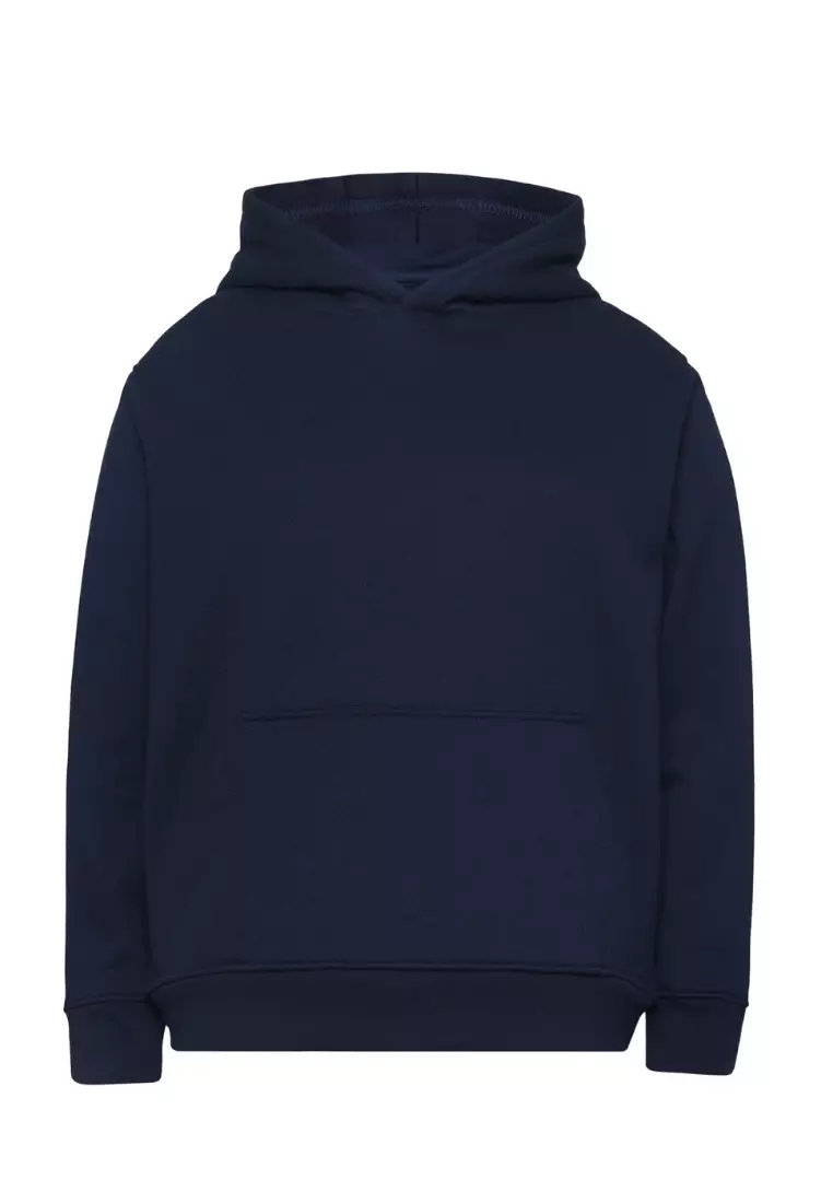 Cotton Well Cozzie Hoodie Sweatshirt with Hidden Pocket Navy | Jaket Pullover Fleece dengan Kantong Tersembunyi Nevi Biru Donker