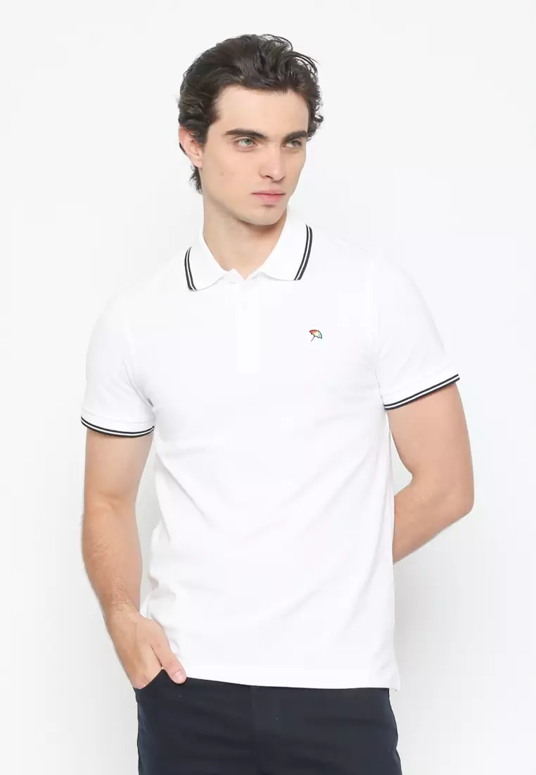 WHITE CASUAL POLO SHIRT REGULAR FIT