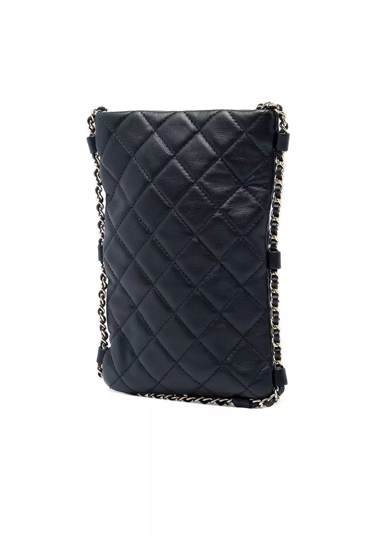 Pre-Loved Chanel Cc Quilted Lambskin Chain Around Phone Holder Crossbody