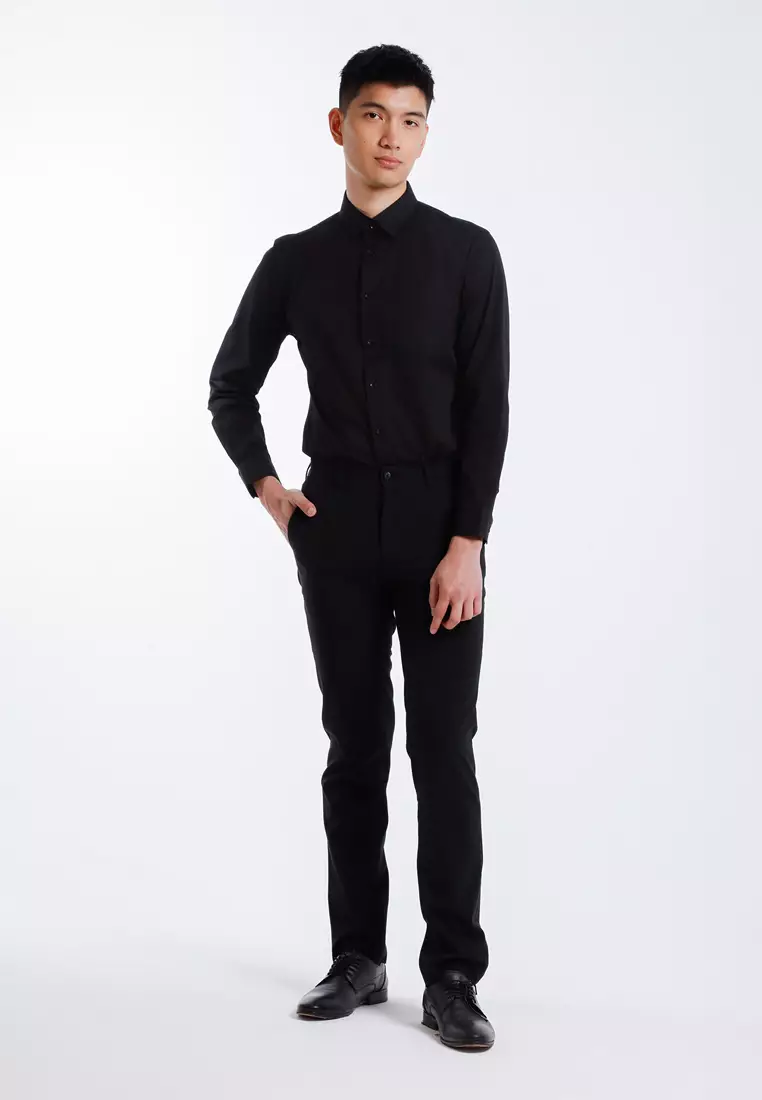 Byford Mens Modern Fit Flat-Front Slacks - 3125002A-99Black