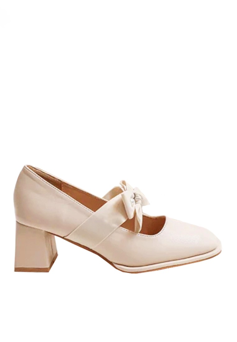 VANSA Fashion Faux Pearl Bow Mid Heels VSW-H5055