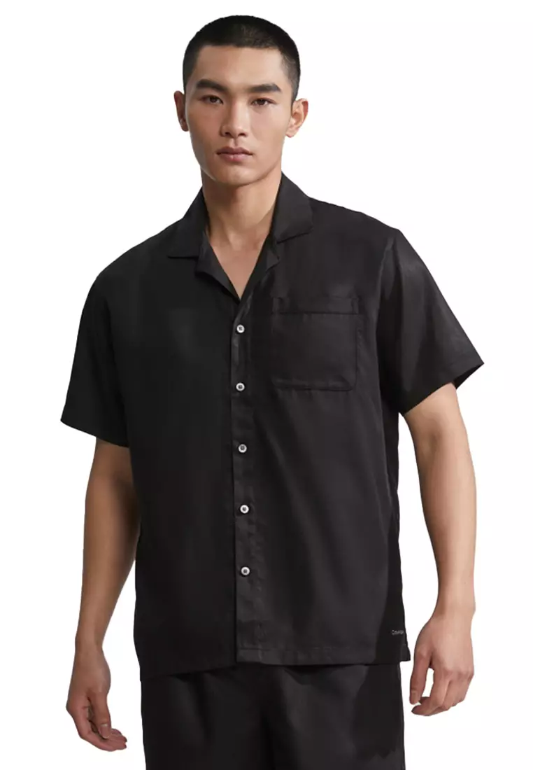 calvin klein black button down shirt