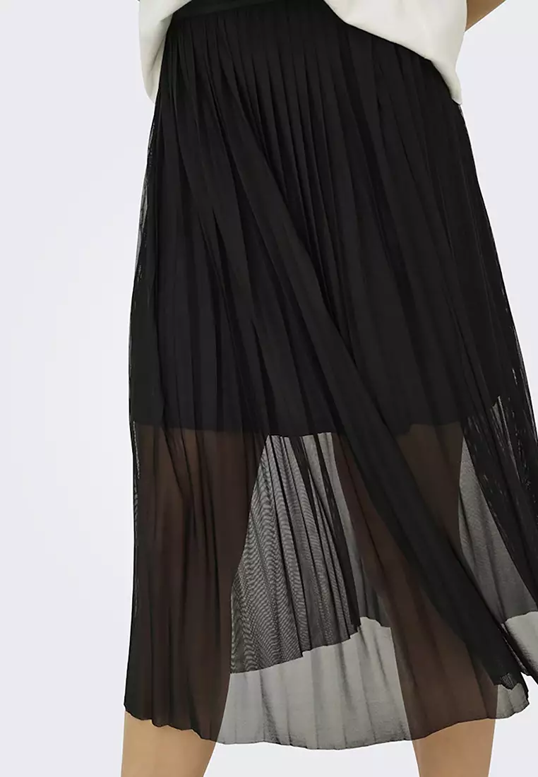 Pleat Mesh Jersey Skirt