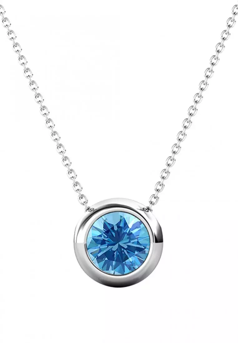 Birth Stone Moon Pendant December Blue Topaz - Kalung Crystal Swarovski by Her Jewellery
