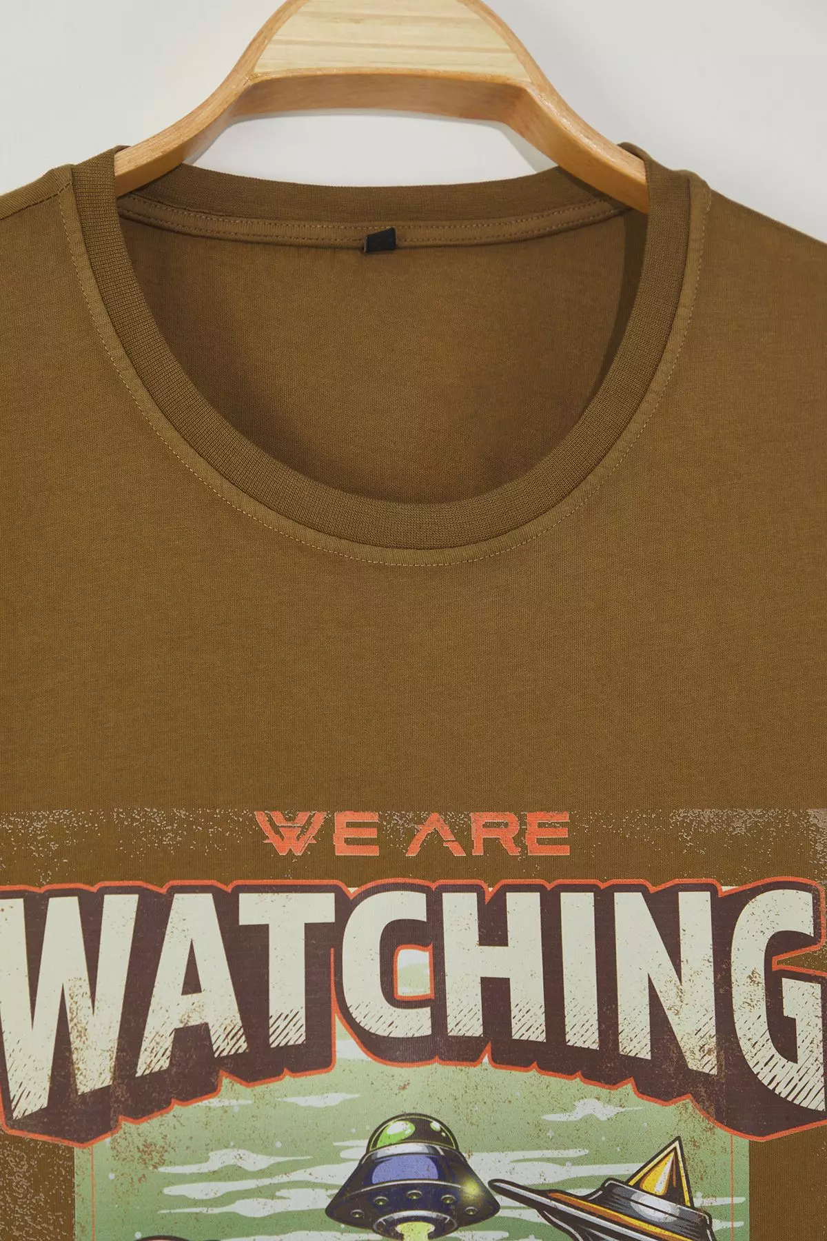 Mustard Oversize/Wide Cut Distressed/Faded Effect Space Print 100% Cotton T-shirt TMNSS25TS00197