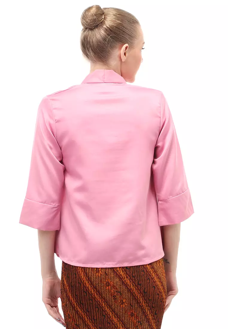 Elvia Kebaya Atasan Wanita Lengan Panjang Design Casual - Dusty Pink