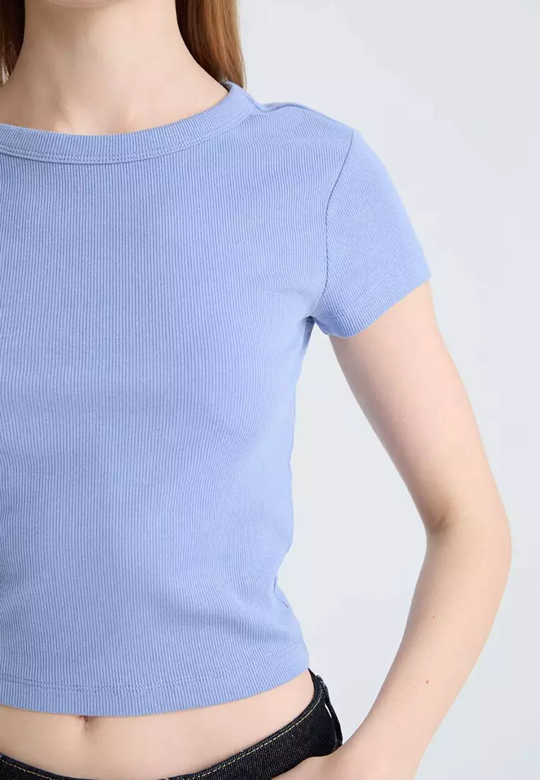 Basic Plain Ribbed T-Shirt