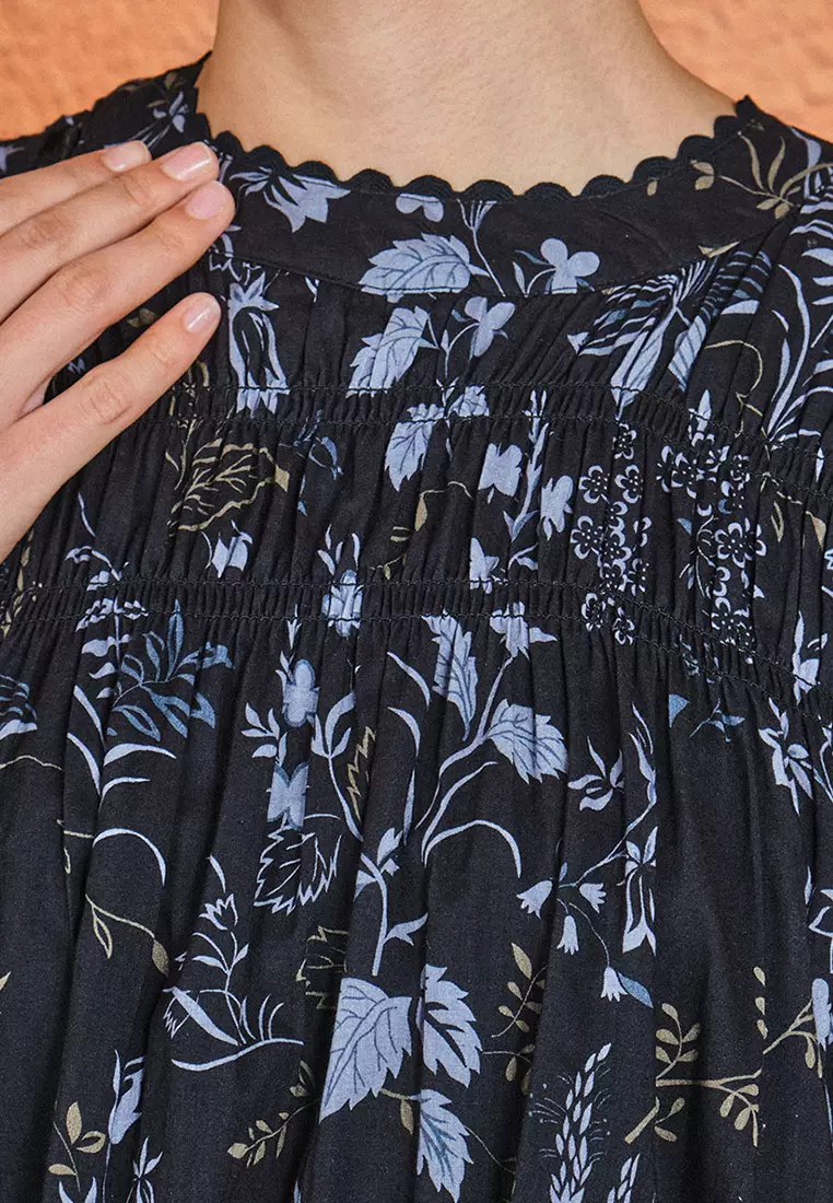 PREMIUM COTTON Senandung Blouse & Skirt - Black/Lavender