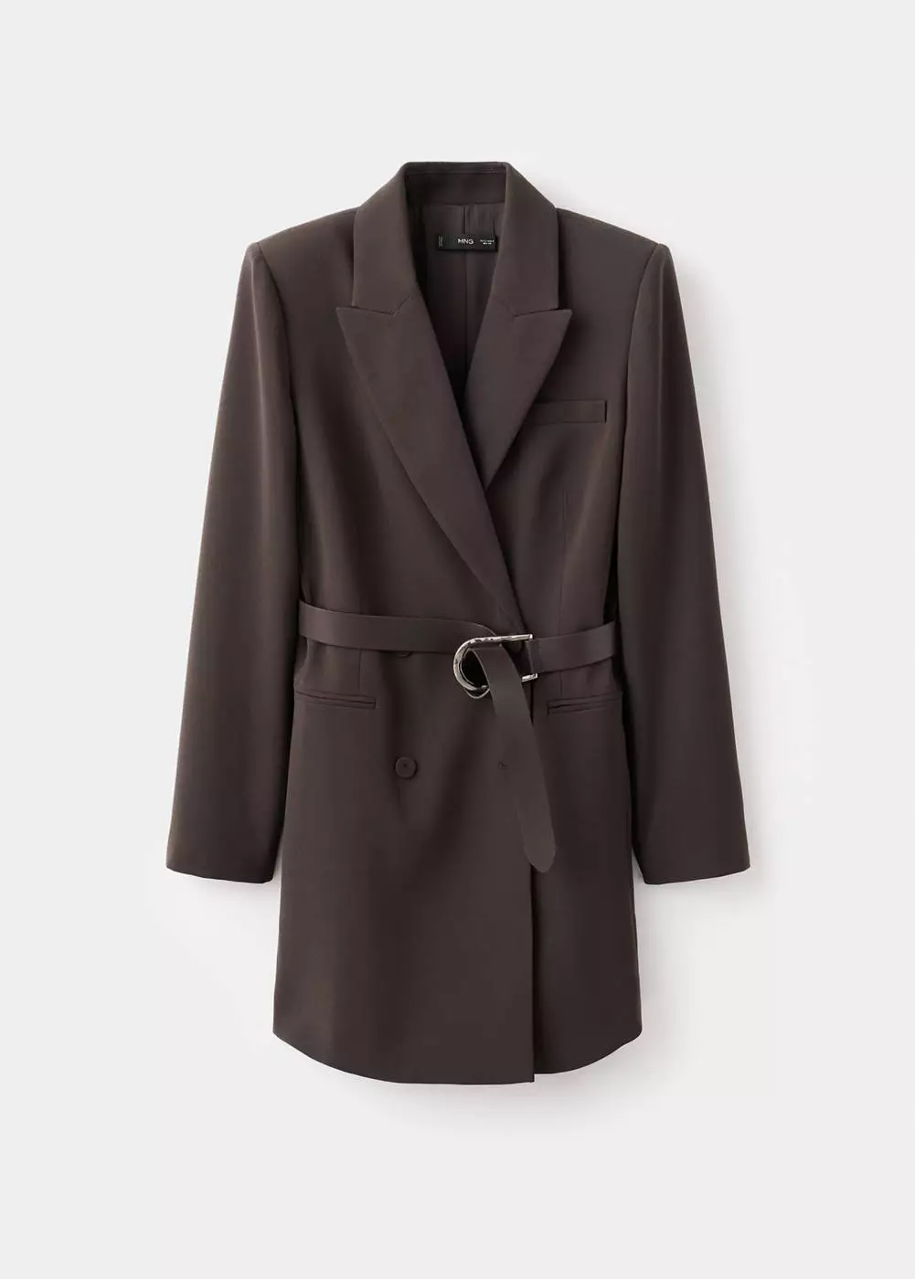 Gaun bergaya blazer dengan ikat pinggang