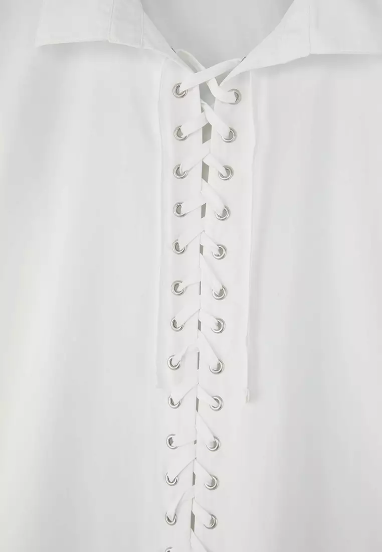 Plus Size Lace-Up Shirt