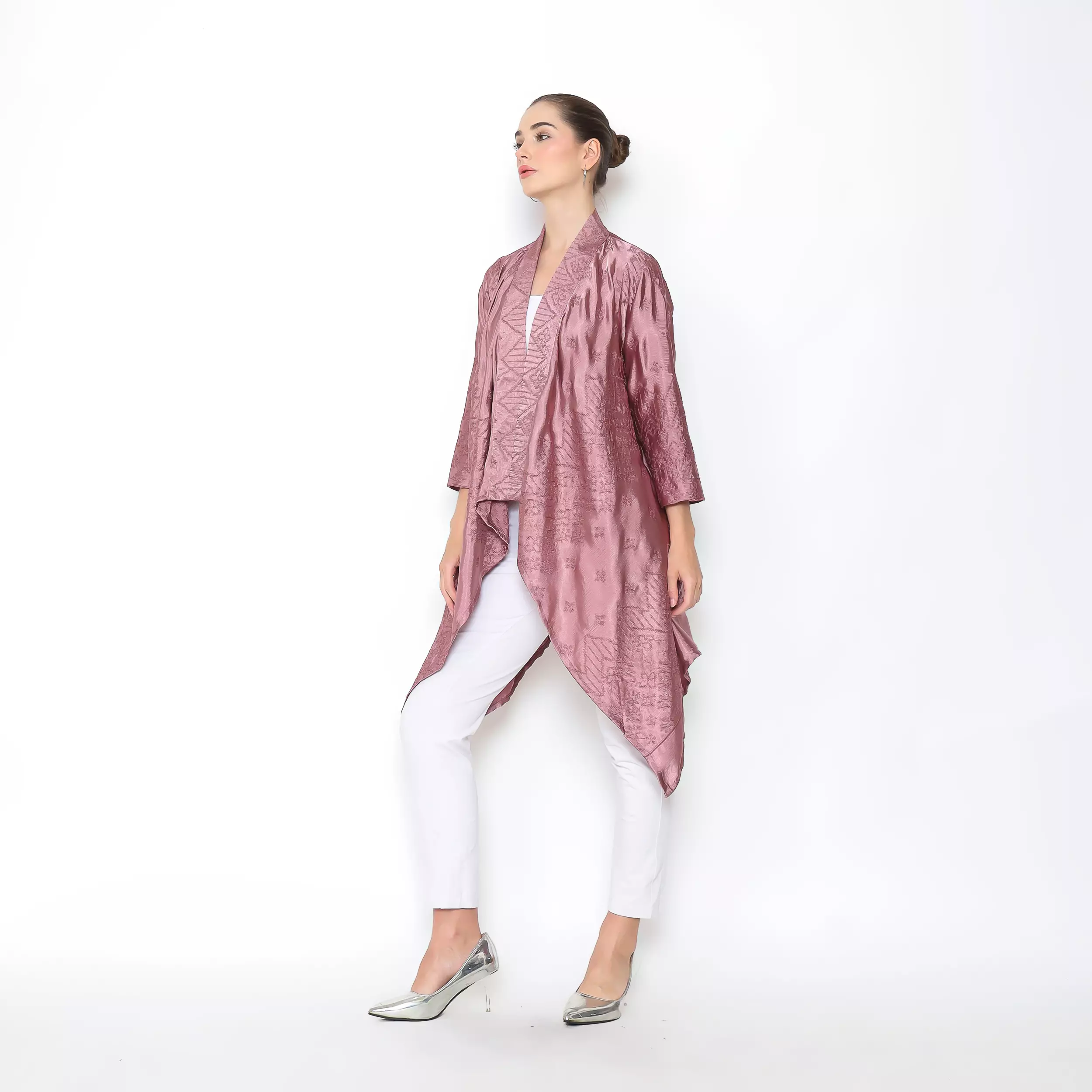 Rinjanie Batik X Senorita - Bolero Asimetris Lavender - Silk Bordir - Outer Wanita - Bolero Modern