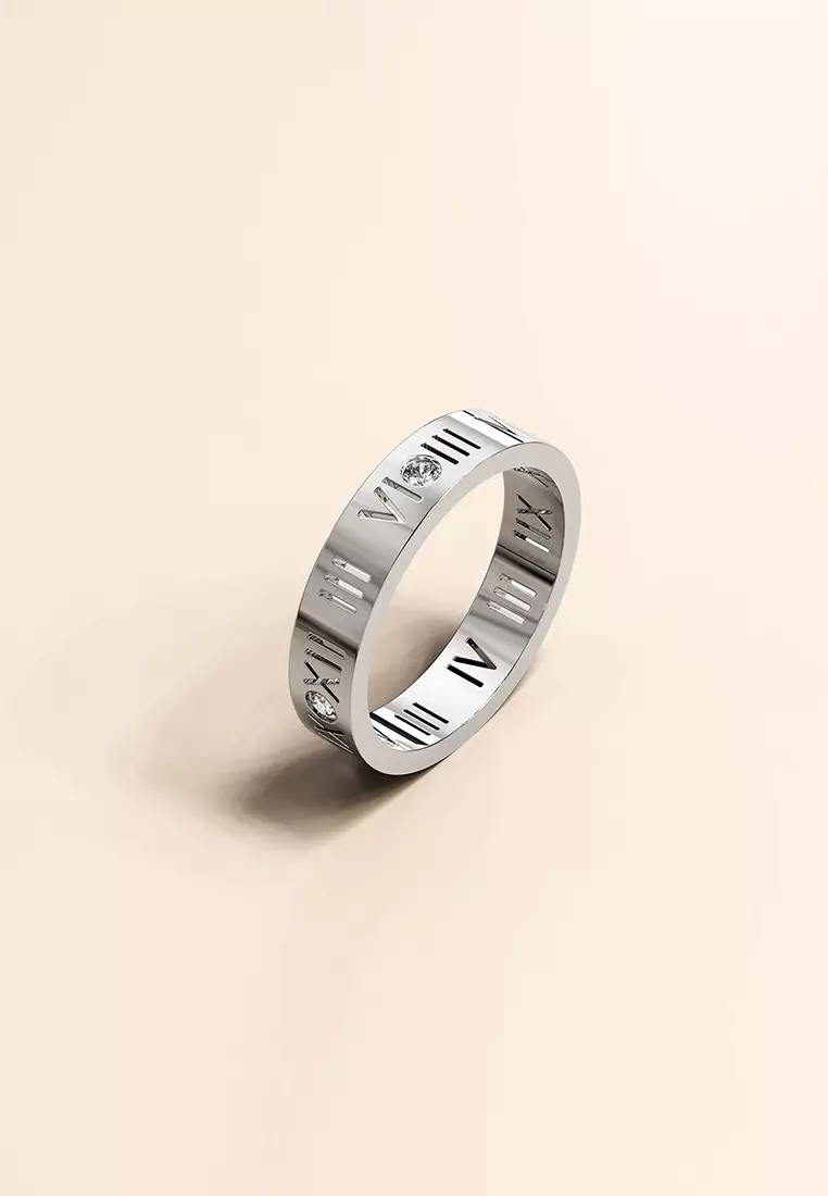 Romanian Numeral Ring In White Gold
