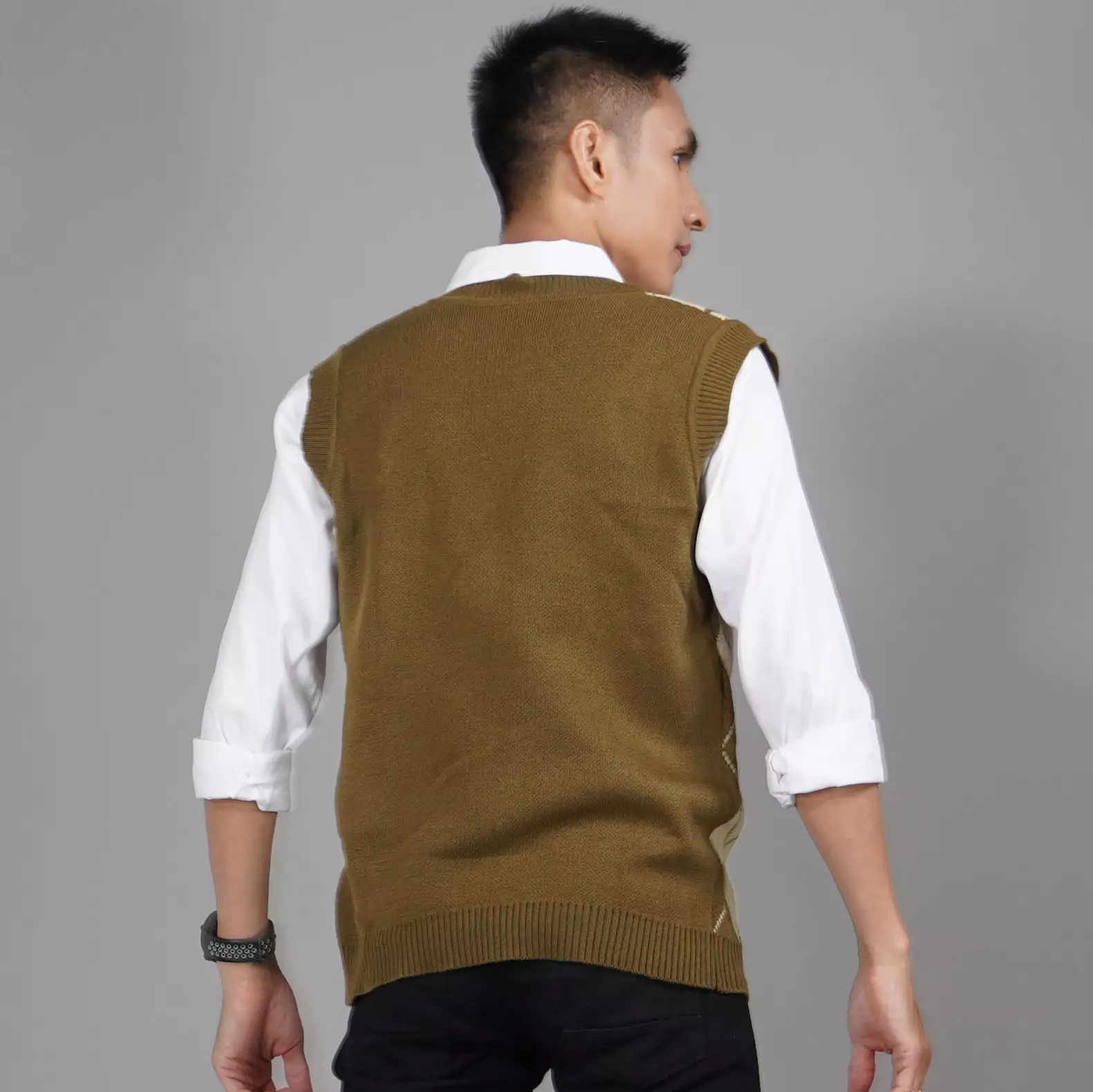  Rompi Rajut Pria Rompi Seragam Kantor Knit Outer Pria - BRONZE
