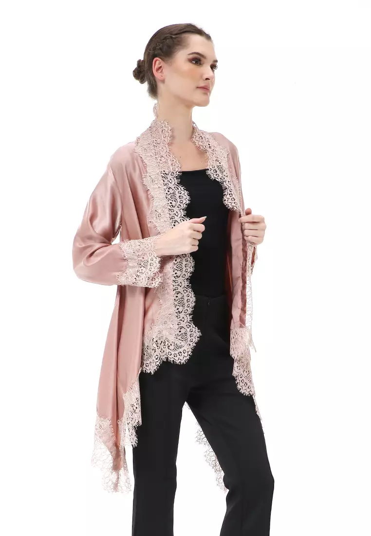 Reine Atasan Wanita Outer Kebaya Traditional Design Material Silk ORIGINAL - Mocca