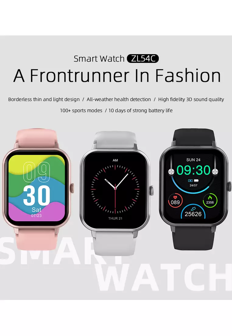 SmartWatch ZL54C Jam Pintar Full Touch Screen 1.83inci Olahraga BT Call Jam Tangan Wanita/Pria Black dengan tali jam gratis