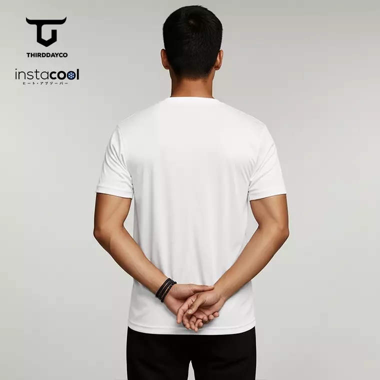 THIRDDAY Kaos Gym Pria Fitness Tangan Pendek Instacool "hard work beats talent" putih MTY74
