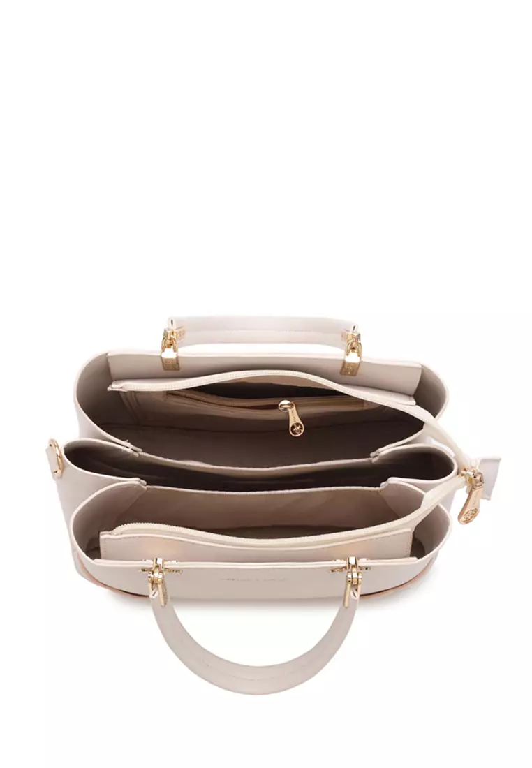 Women's Floral Detail Top Handle Bag / Sling Bag / Crossbody Bag (手拿袋 / 斜孭袋) - 白色