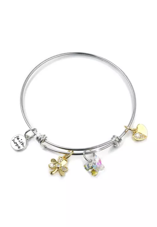 Inspiring Adjustable Charm Bangle Embellished With SWAROVSKI® Crystals