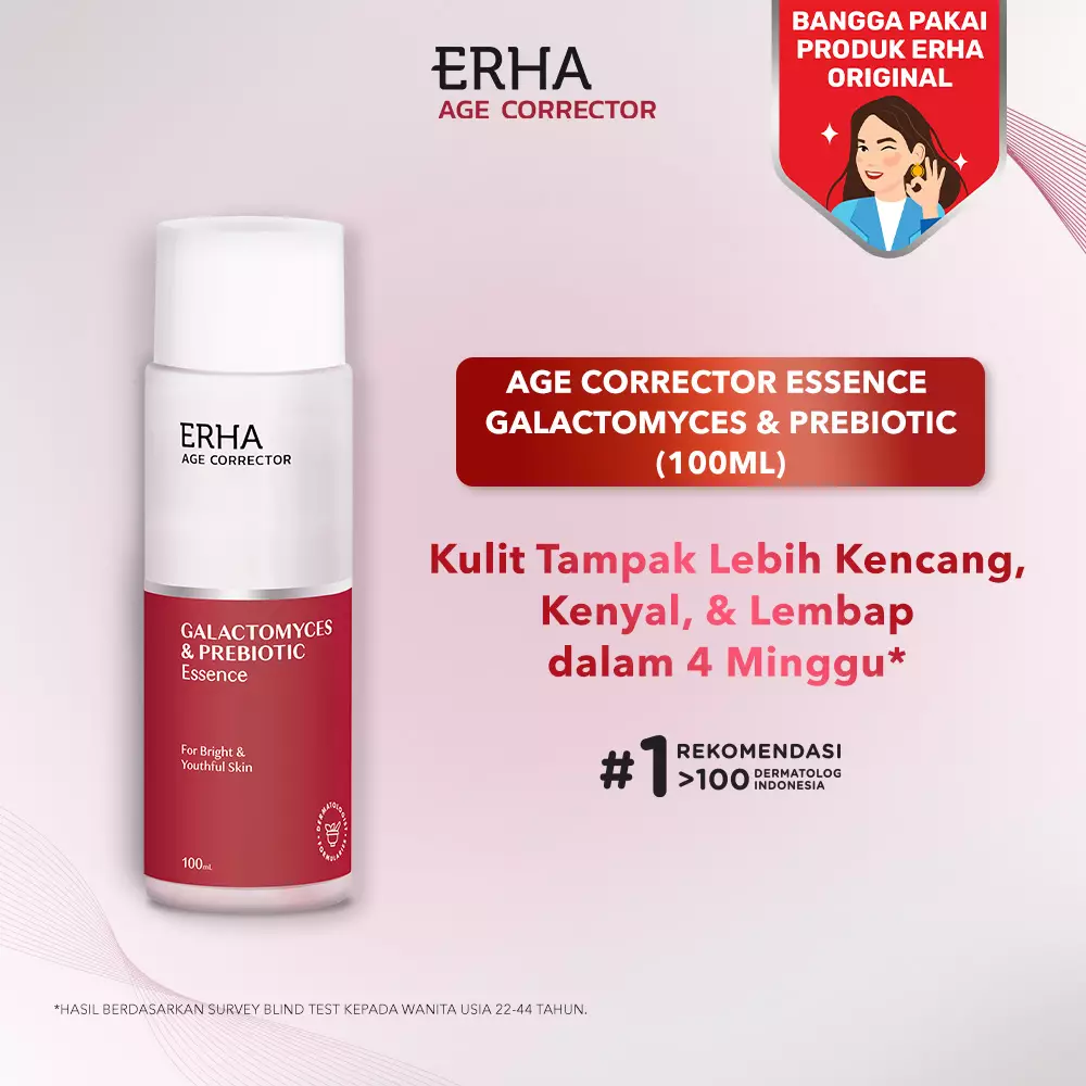 ERHA Age Corrector Galactomyces & Prebiotic Essence 100g - Essence Anti Aging | Melembabkan | Mengencangkan | Menghaluskan | Meningkatkan Hidrasi