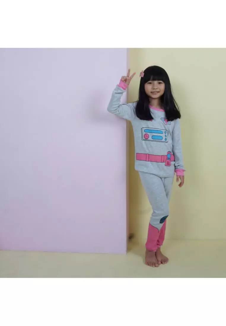 BAJU TIDUR PIYAMA ANAK SETELAN ANAK PEREMPUAN LENGAN PANJANG - Girl Space Explore
