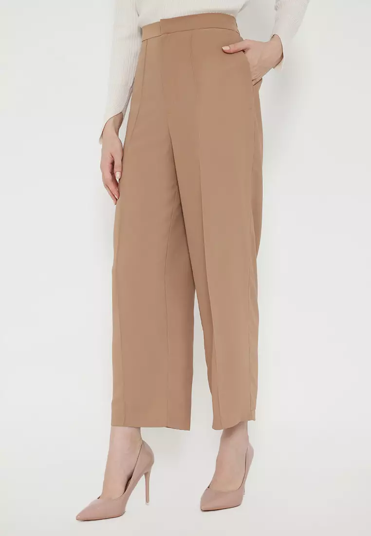 Culottes Brown Crease Line Casual Arlette By Brilliant Girl Warna Coklat