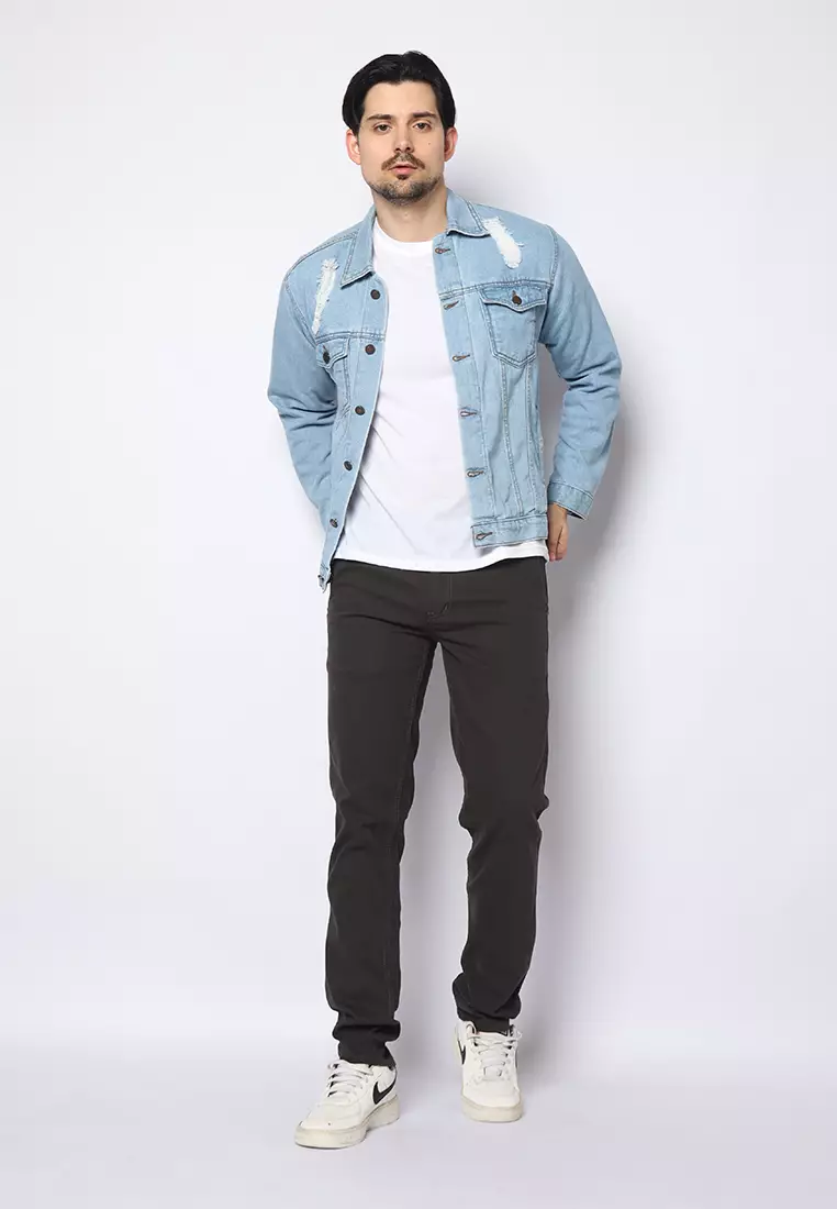 2nd RED Celana Panjang Pria Katun Chinos Slim Fit Cheers Mate Abu Tua 112502